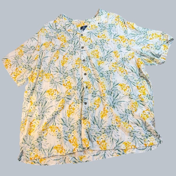 George Men's Short Sleeve Pineapple Print Camp Shirt Size 3XL