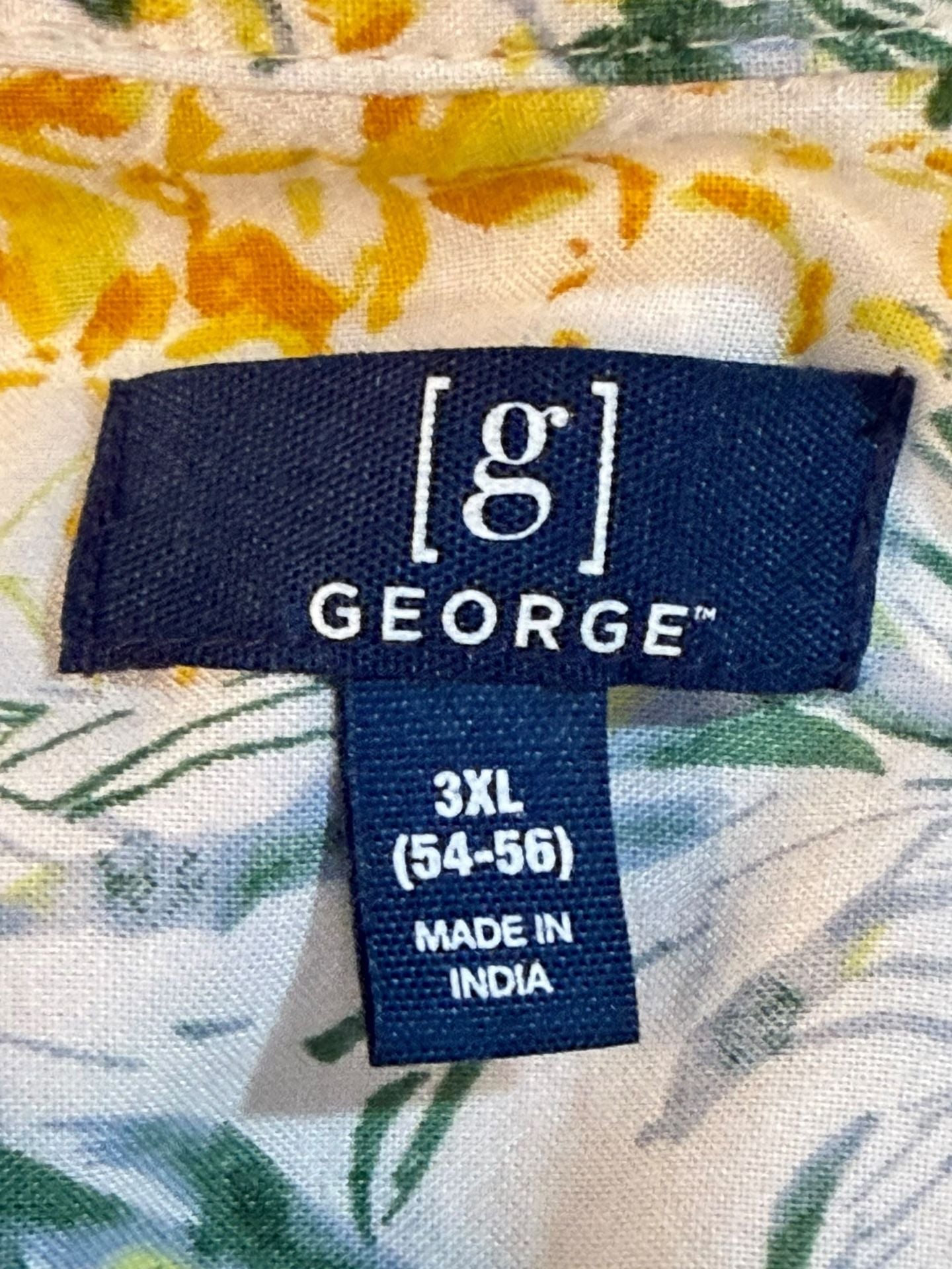 George Men's Short Sleeve Pineapple Print Camp Shirt Size 3XL 3