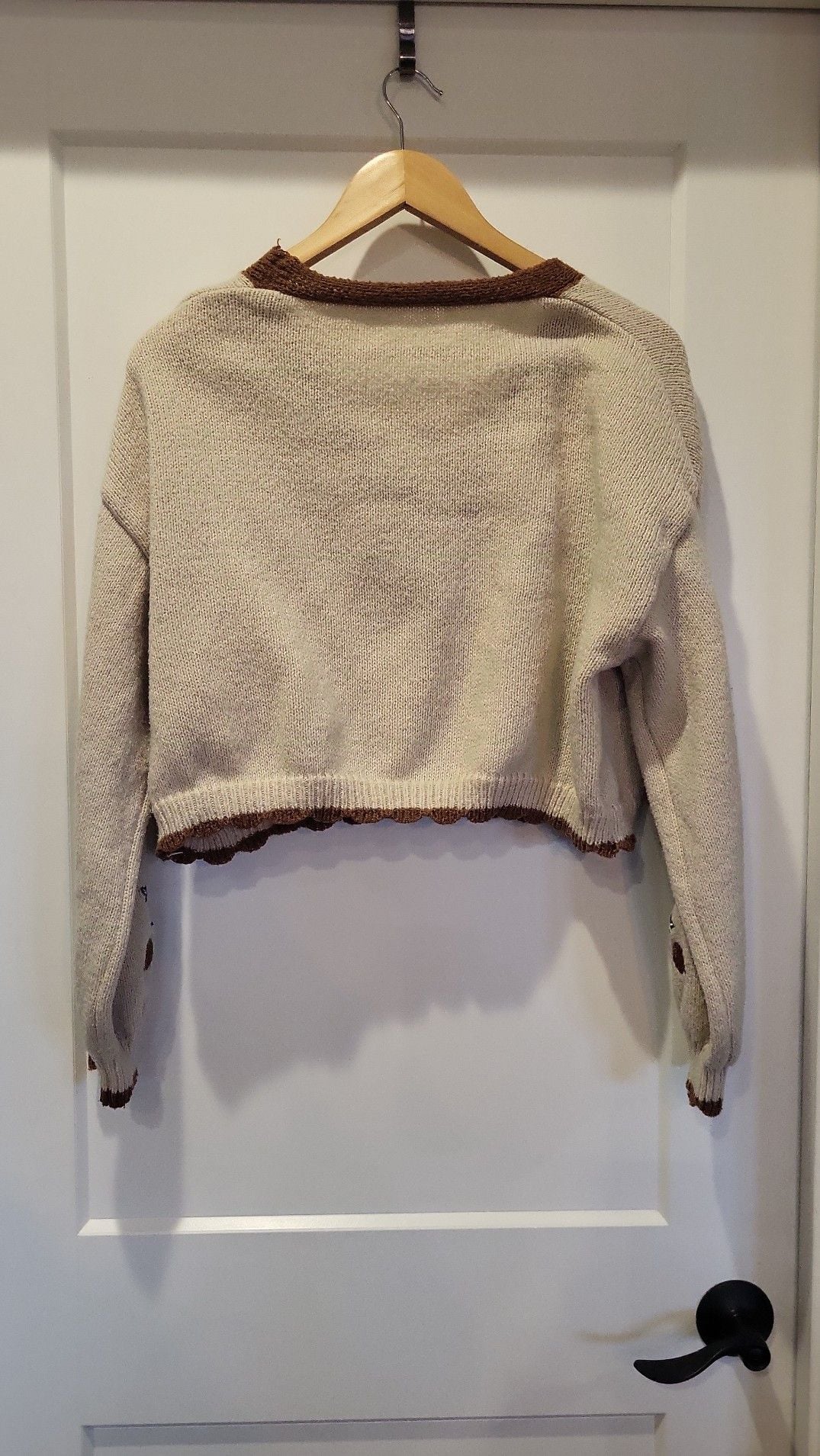 ROMWE Fairycore Fox and Flower Embroidery Cropped Cardigan Sweater, size L 3