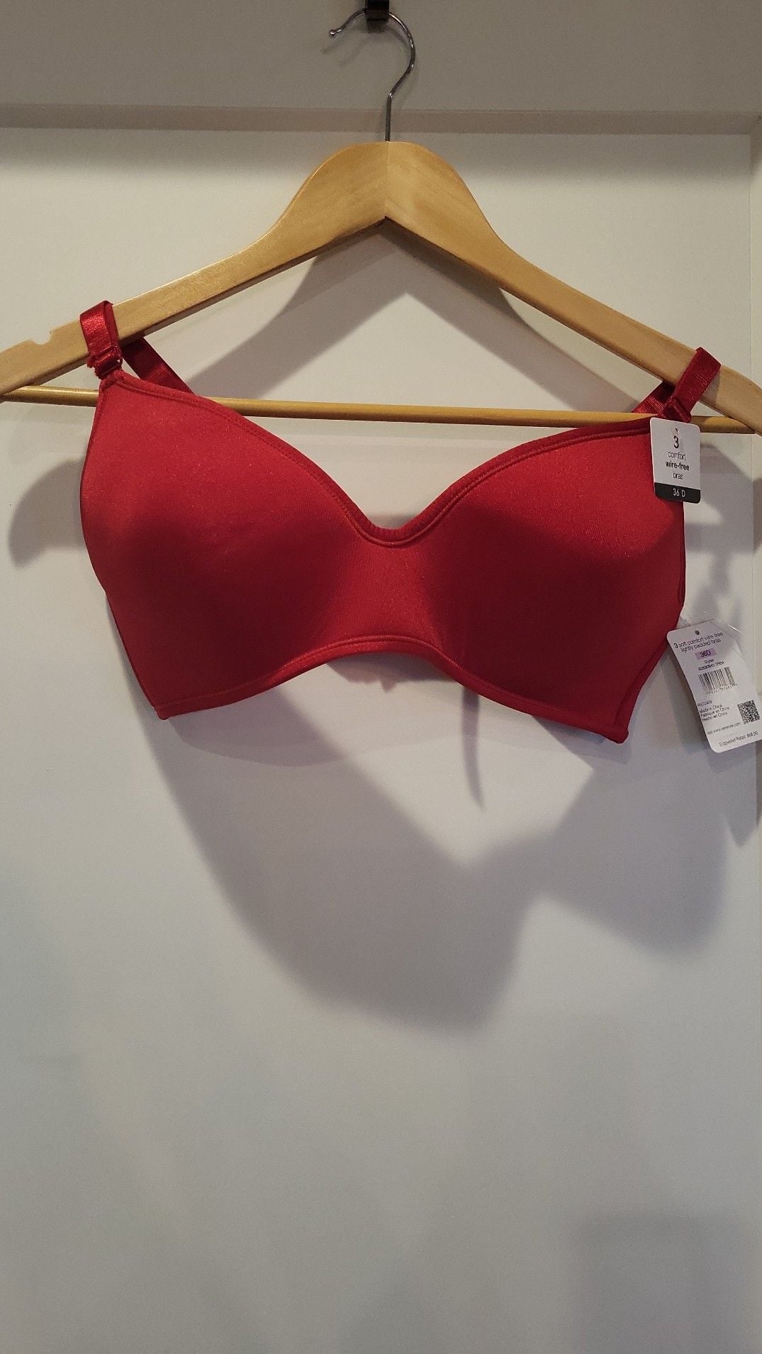 NWT René Rofé Soft Comfort Wire-Free Lightly Padded Bra Red Size 36D 2