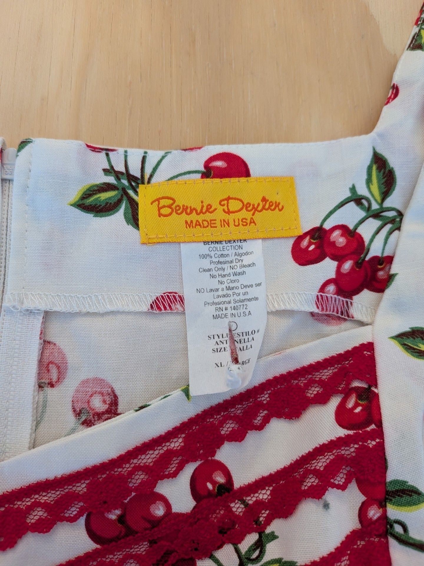 Bernie Dexter Antonella Cherry Print Swing Dress with Belt, Size XL 4