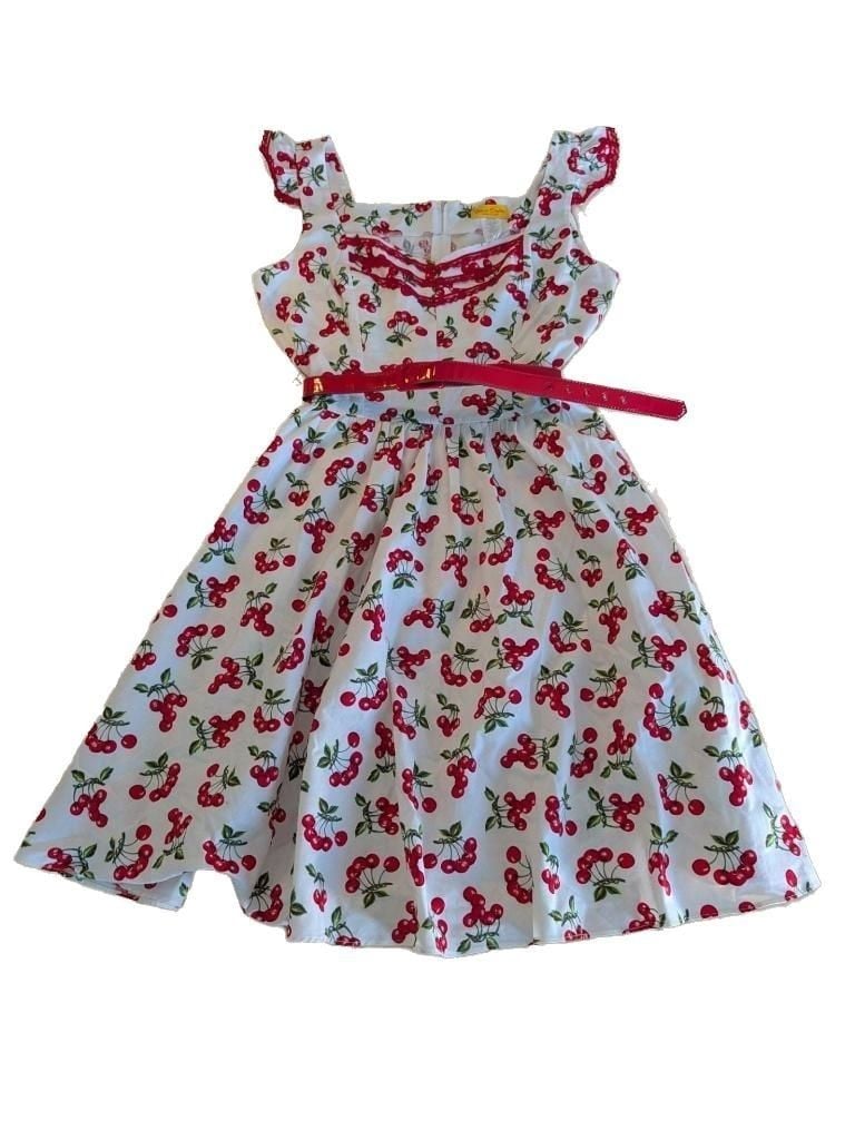 Bernie Dexter Antonella Cherry Print Swing Dress with Belt, Size XL 2