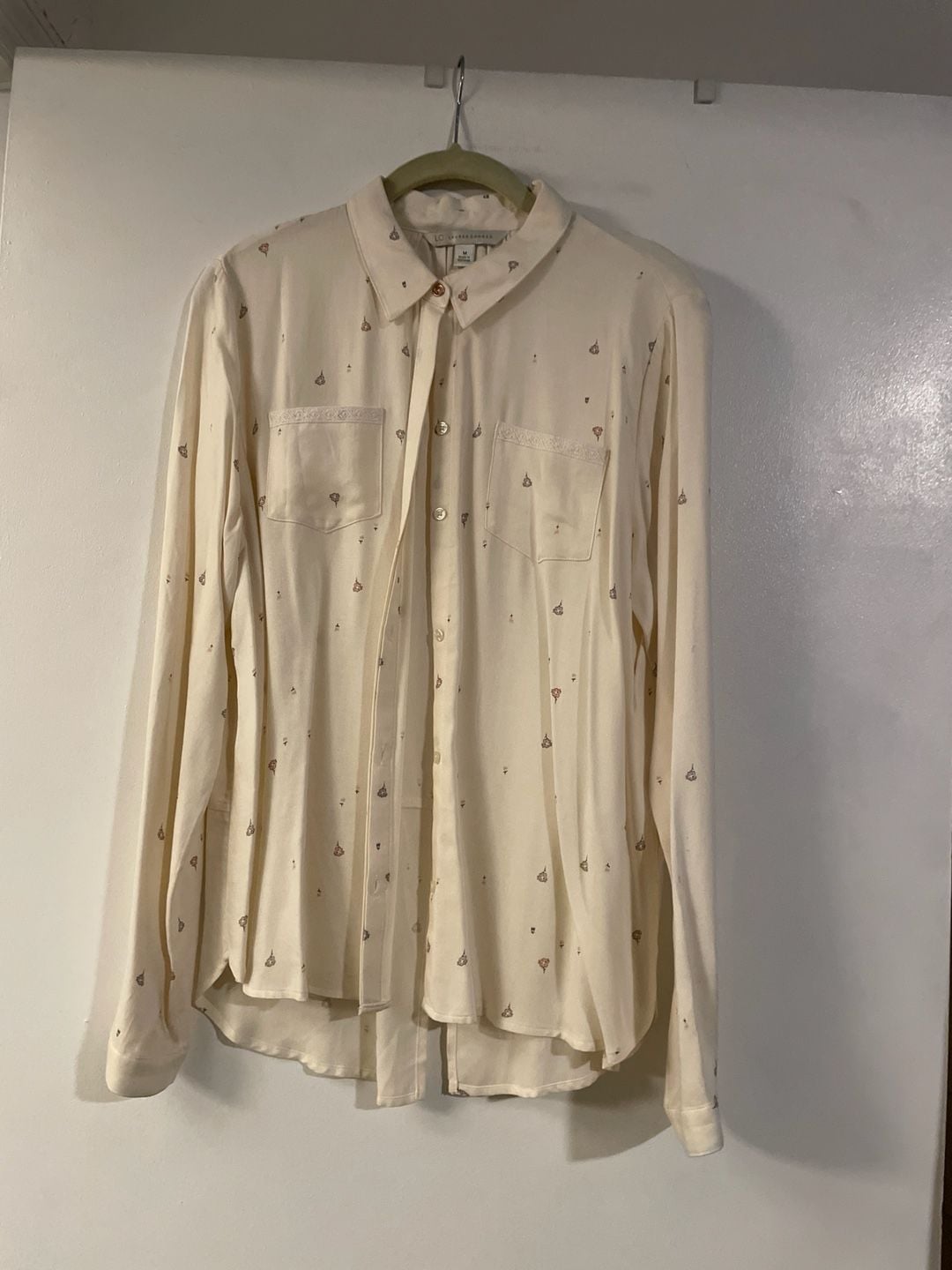 LC Lauren Conrad Ditsy Floral Embroidered Button Down Shirt 2