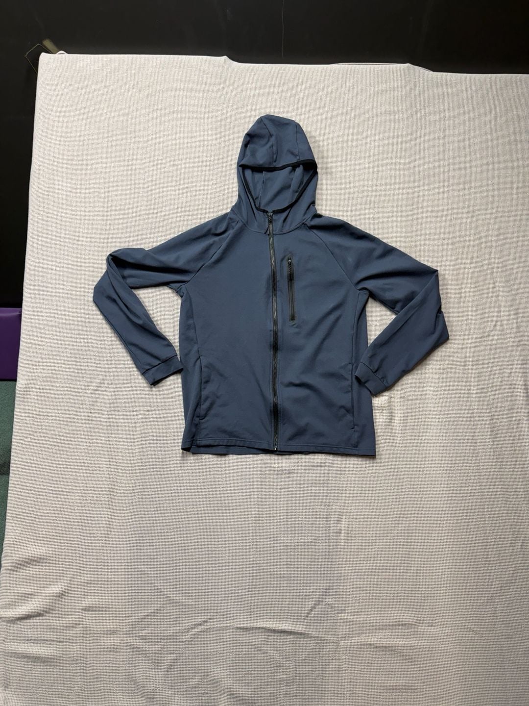 Apana Men's Luxe Premium Stretch Full Zip Hoodie Jacket Blue Size Large 2