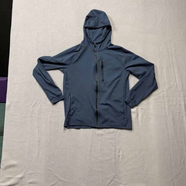 Apana Men's Luxe Premium Stretch Full Zip Hoodie Jacket Blue Size Large