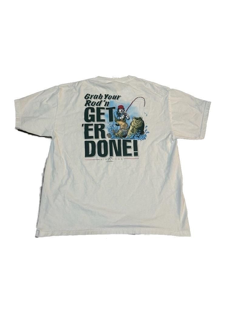 Vintage 2005 Big Dogs “Get Er Done!” Fishing Bass Funny Graphic Tee 2