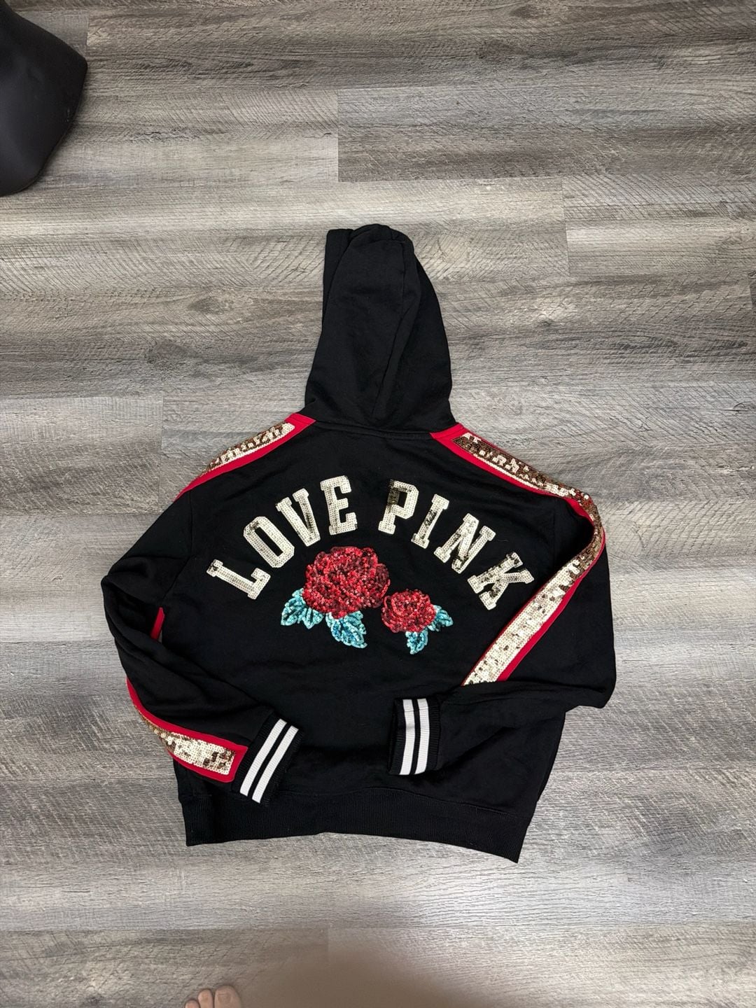 Victoria's Secret PINK Limited Edition Bling Rose Sequin Lace-Up Hoodie 4
