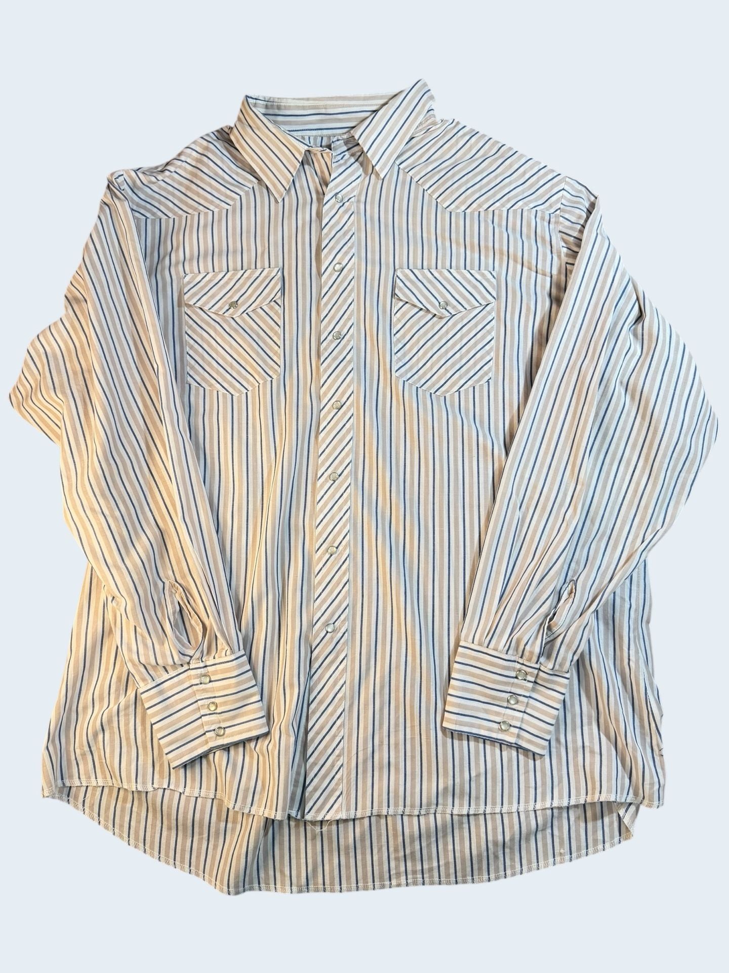 Vintage Wrangler Striped Western Pearl Snap Long Sleeve Shirt 2