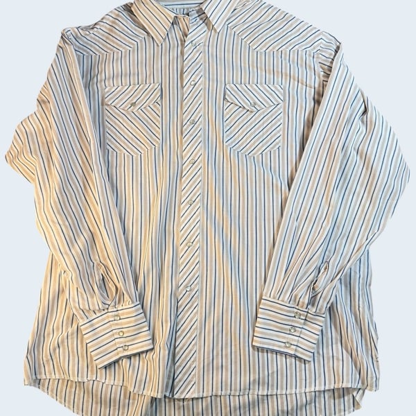 Vintage Wrangler Striped Western Pearl Snap Long Sleeve Shirt