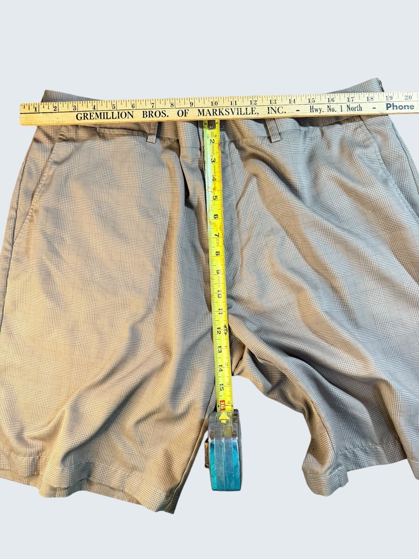 PGA TOUR Men's Size 40 Tan Glen Plaid Performance Golf Shorts 7