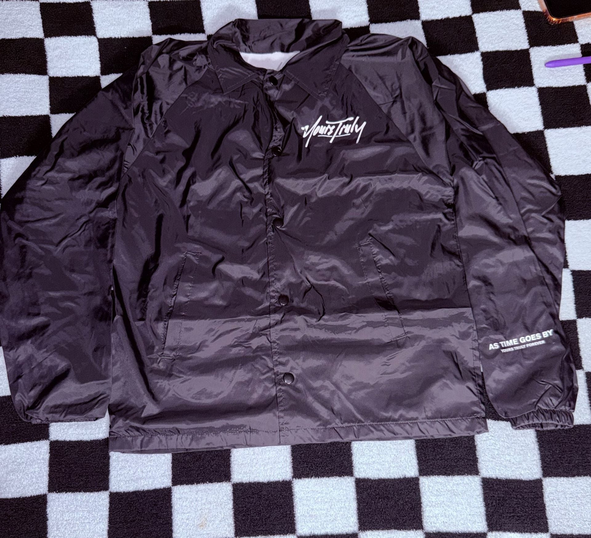 Yours Truly Forever As Time Goes By Hourglass Skull Coach Jacket 2