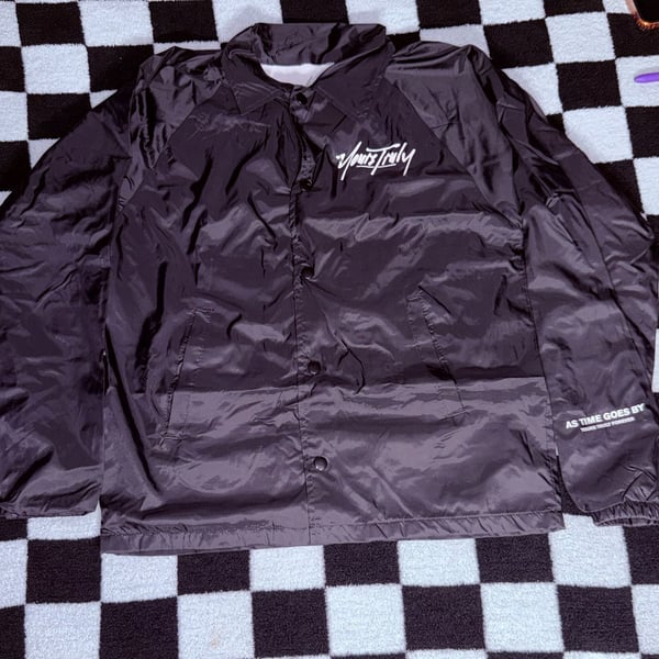 Yours Truly Forever As Time Goes By Hourglass Skull Coach Jacket