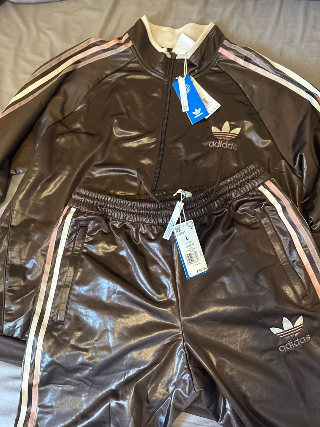 Adidas Originals Chile 20 Wet Look Tracksuit Set - Dark Brown 1