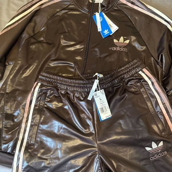 Adidas Originals Chile 20 Wet Look Tracksuit Set - Dark Brown