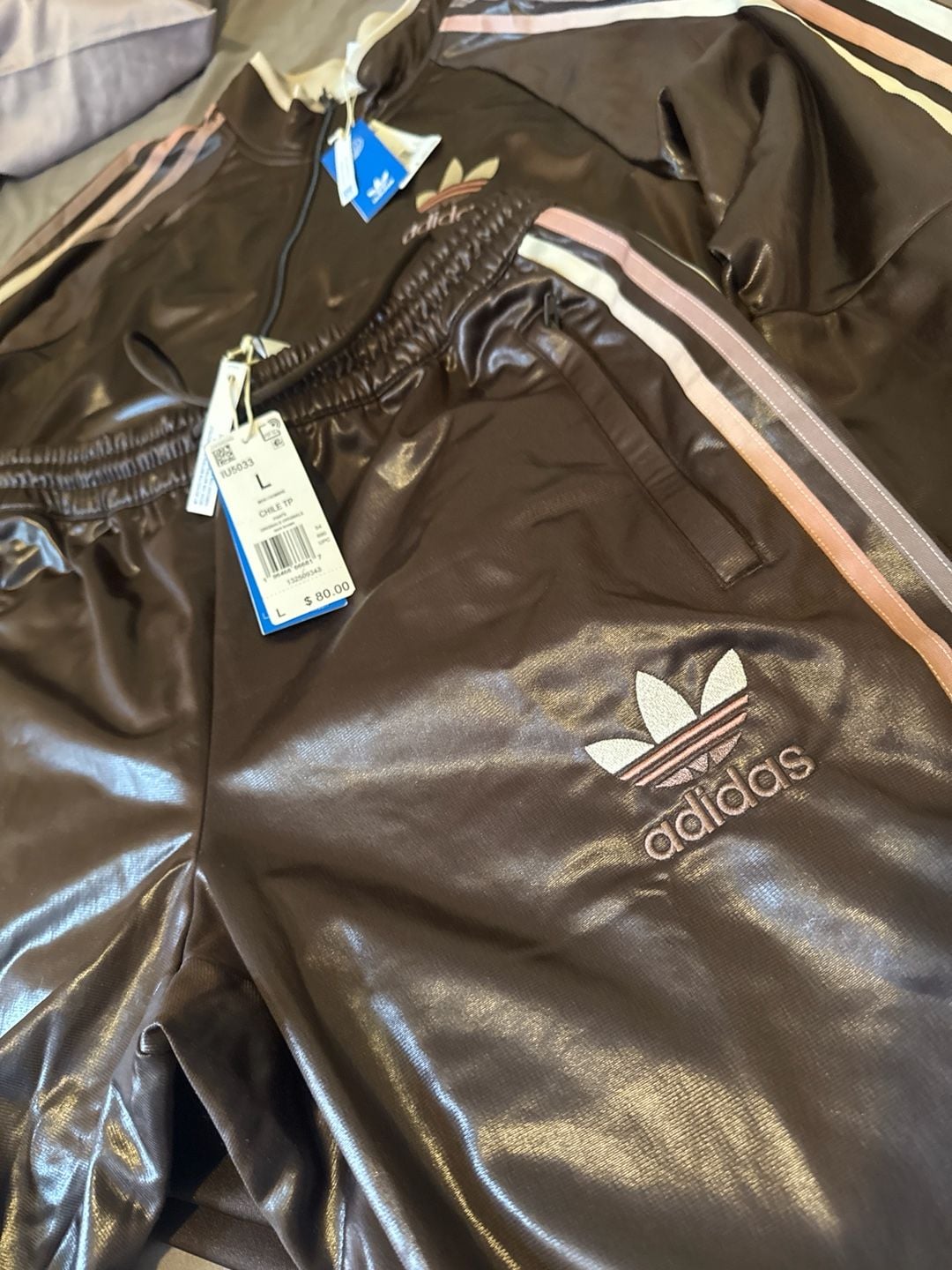 Adidas Originals Chile 20 Wet Look Tracksuit Set - Dark Brown 2