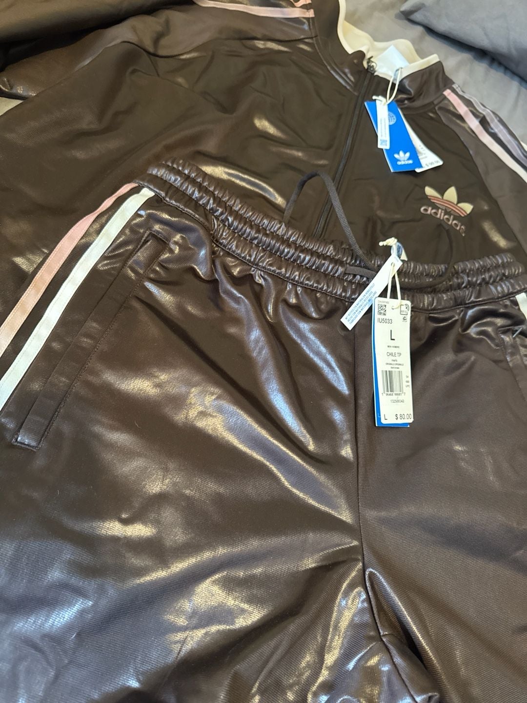 Adidas Originals Chile 20 Wet Look Tracksuit Set - Dark Brown 3
