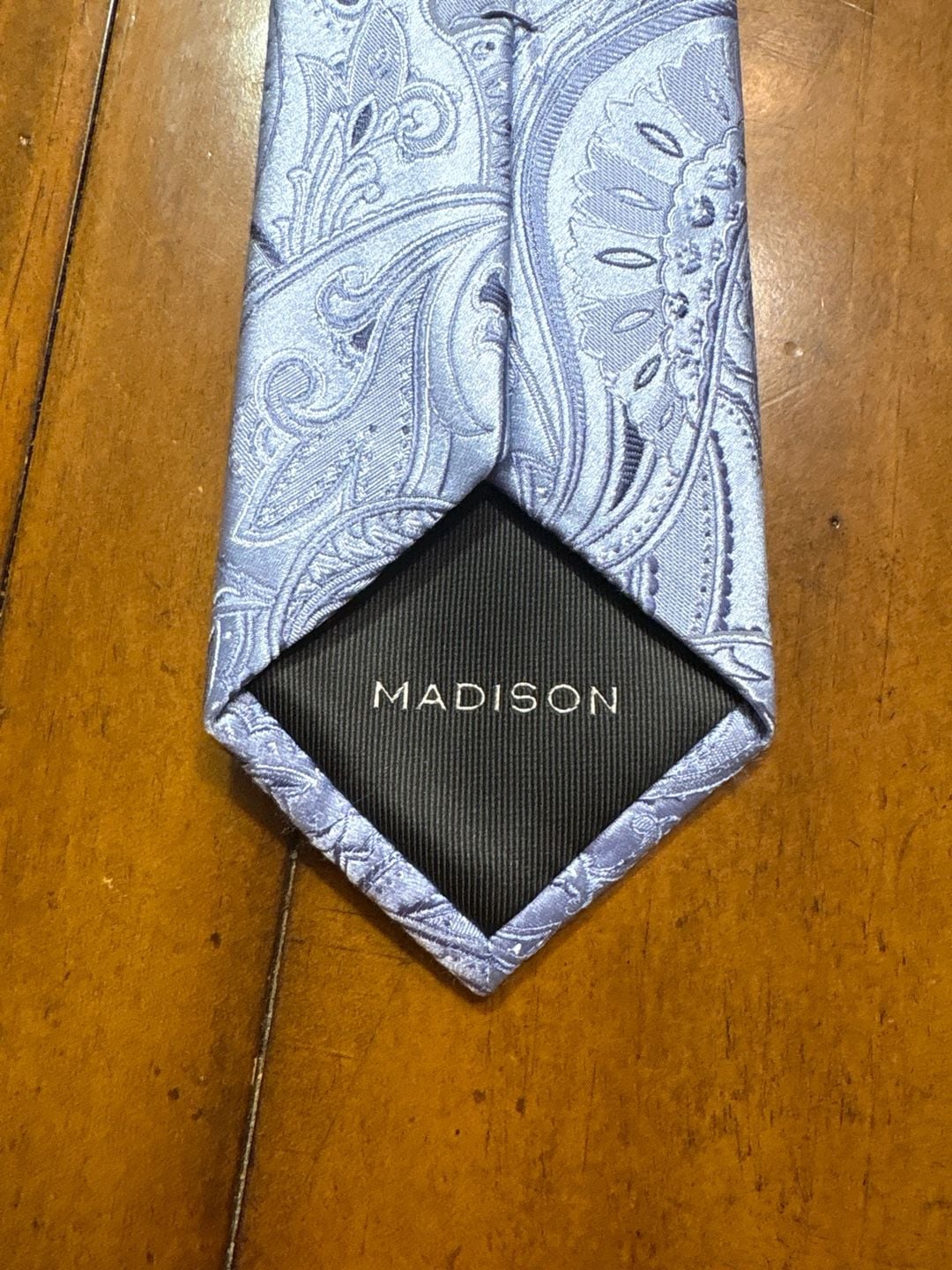 Madison Light Blue Paisley Silk Blend Men's Jacquard Neck Tie 1