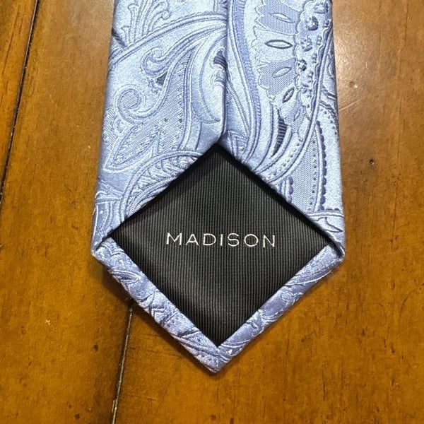 Madison Light Blue Paisley Silk Blend Men's Jacquard Neck Tie