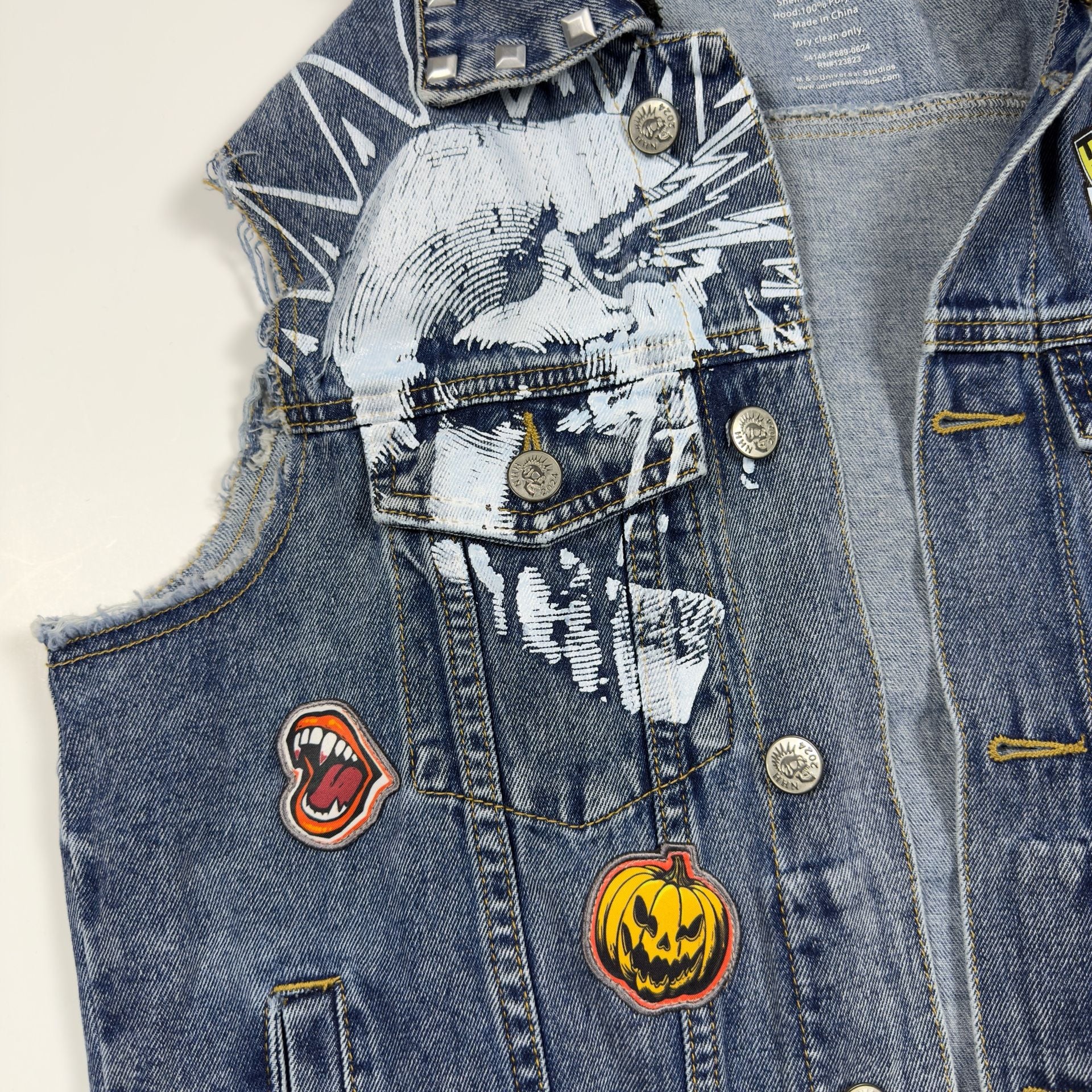XS Punk Denim Vest Halloween Horror Nights Universal Studios Men/Women 6