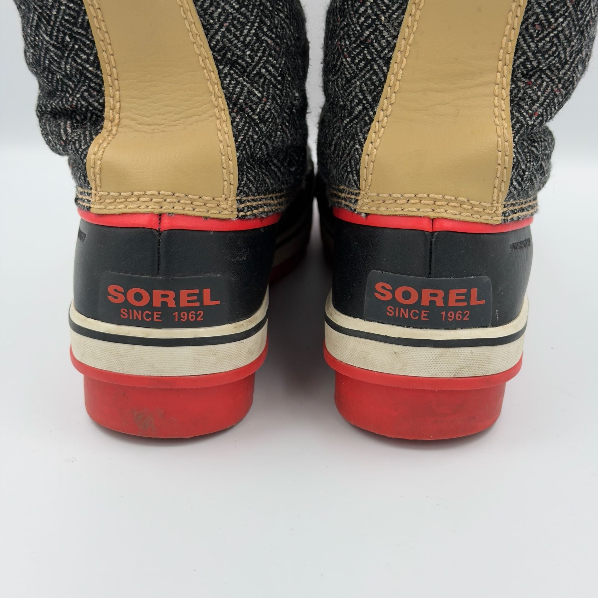 Sorel Women's Tofino Herringbone Waterproof Winter Boots Black Red NL2012-373 7