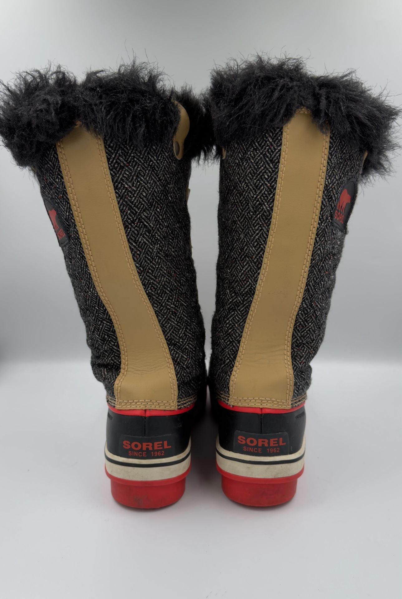 Sorel Women's Tofino Herringbone Waterproof Winter Boots Black Red NL2012-373 9