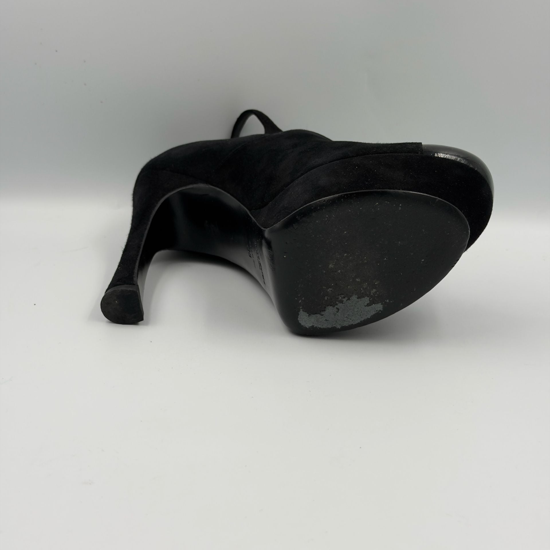 Yves Saint Laurent Black Suede Palais 105 Mary Jane Platform Pumps with Patent Toe 38 7
