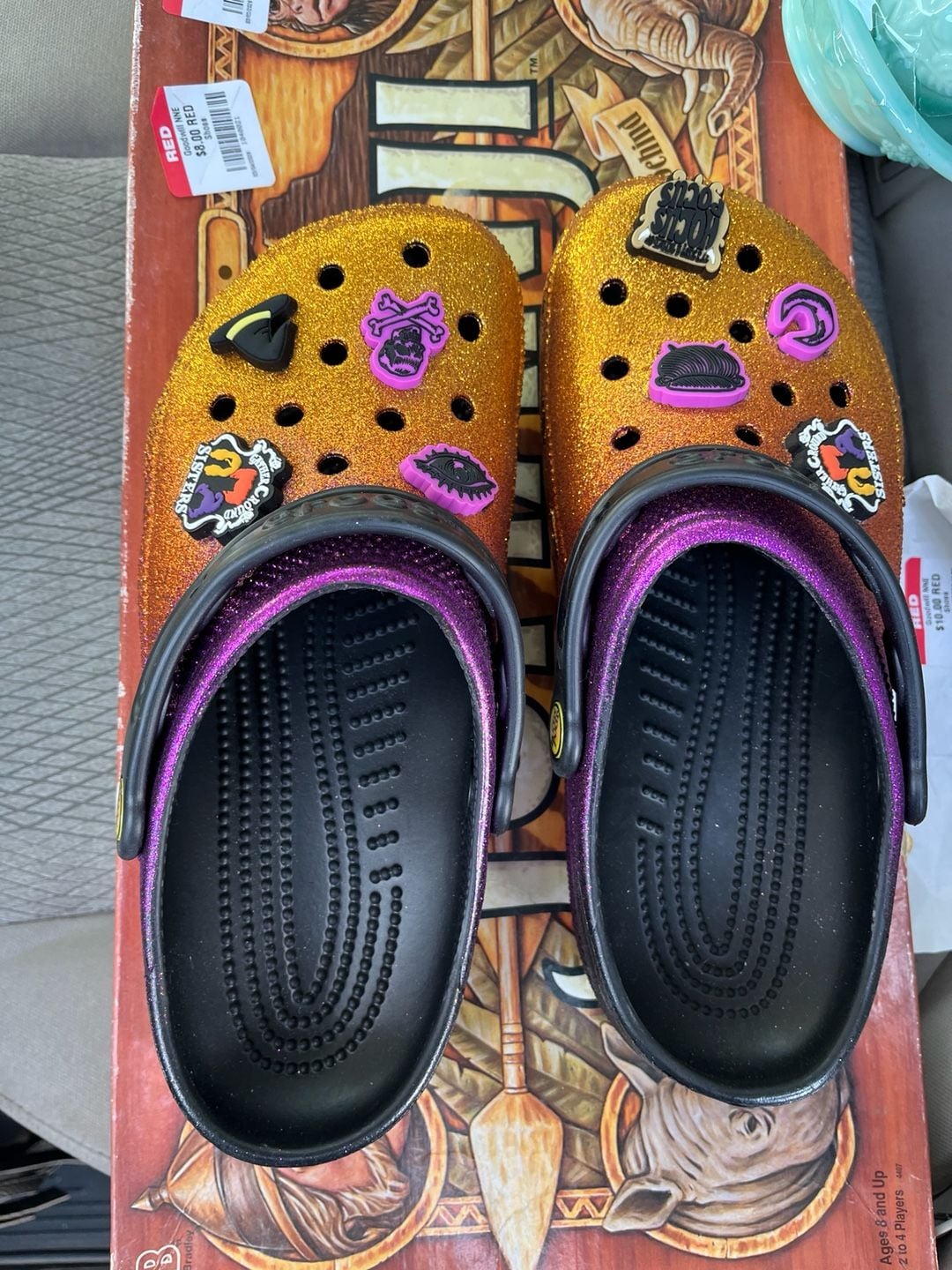 Disney Parks Hocus Pocus Halloween Glitter Crocs with Jibbitz Women's 9 / Men's 7 2