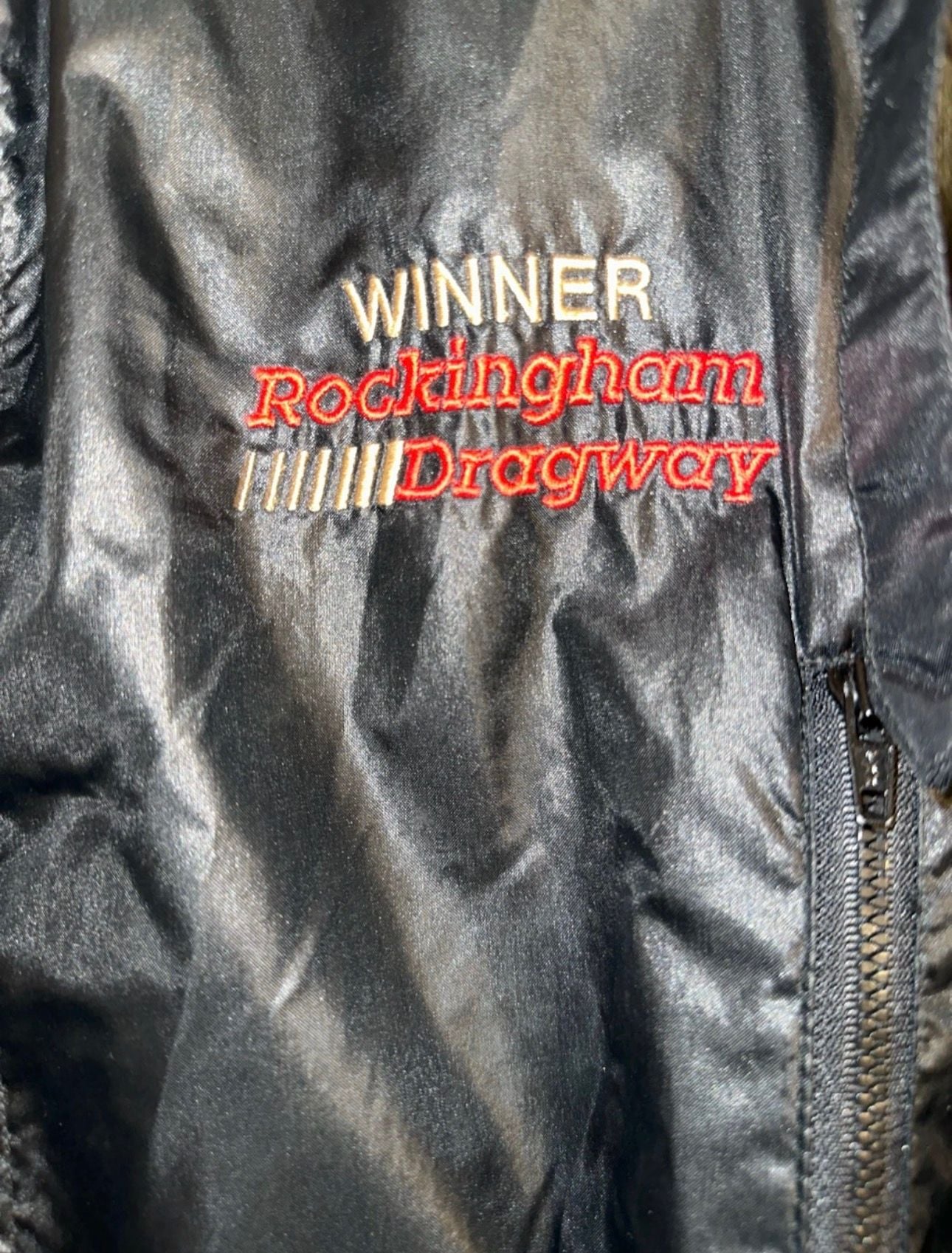 Vintage 80s Castrol GTX Racing Rockingham Dragway Winner Bomber Jacket XL 5