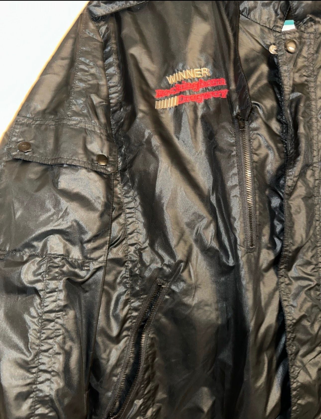 Vintage 80s Castrol GTX Racing Rockingham Dragway Winner Bomber Jacket XL 6