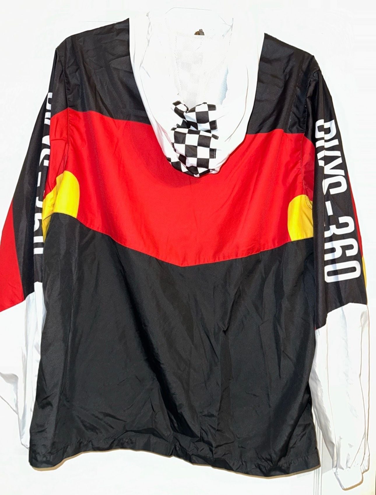 BKYS 360 Racing Windbreaker Hooded Full-Zip Jacket XL Black Red White 3