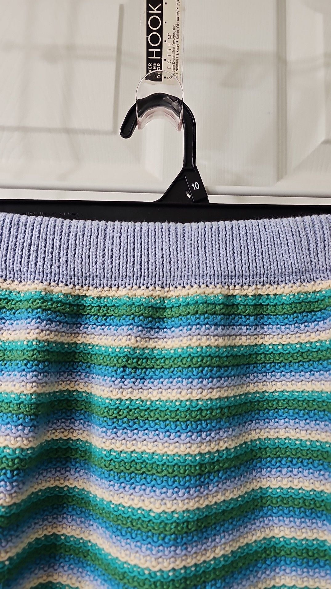 Zara Girls Blue and Green Striped Crochet Knit Mini Skirt 3