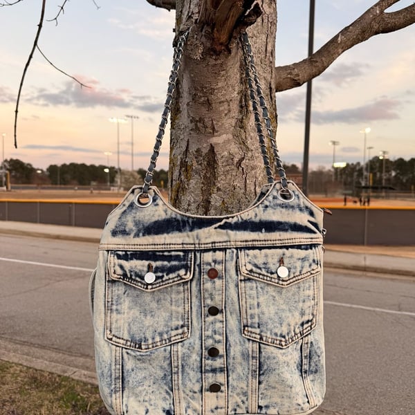 Y2K Denim Shoulder Bag: Harajuku Style Tote With Chain Strap - ,