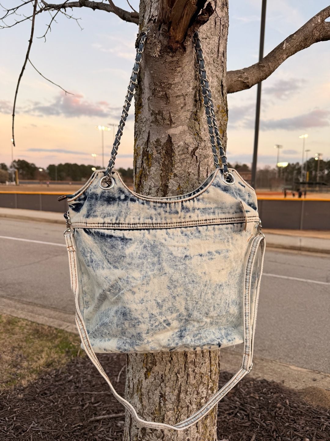 Y2K Denim Shoulder Bag: Harajuku Style Tote With Chain Strap - , 3