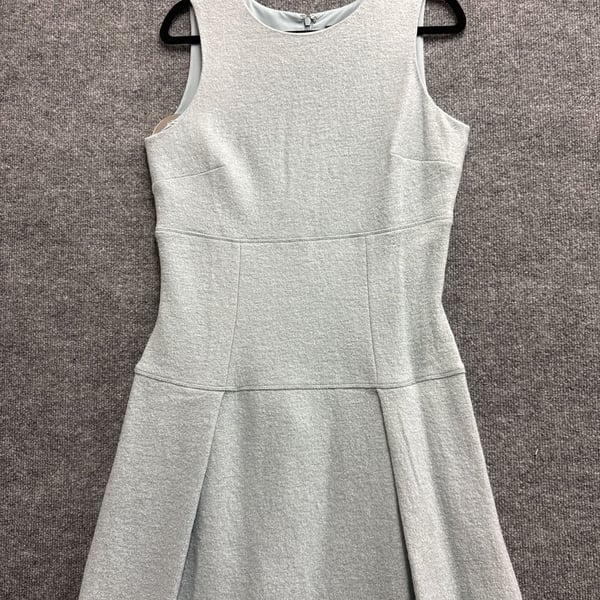 Ann Taylor Light Blue Felted Wool Blend Sleeveless Fit and Flare Pleated Dress