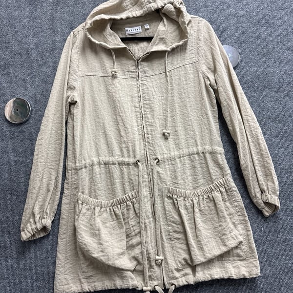 Habitat Clothes to Live In Linen Hooded Anorak Jacket Cream XS