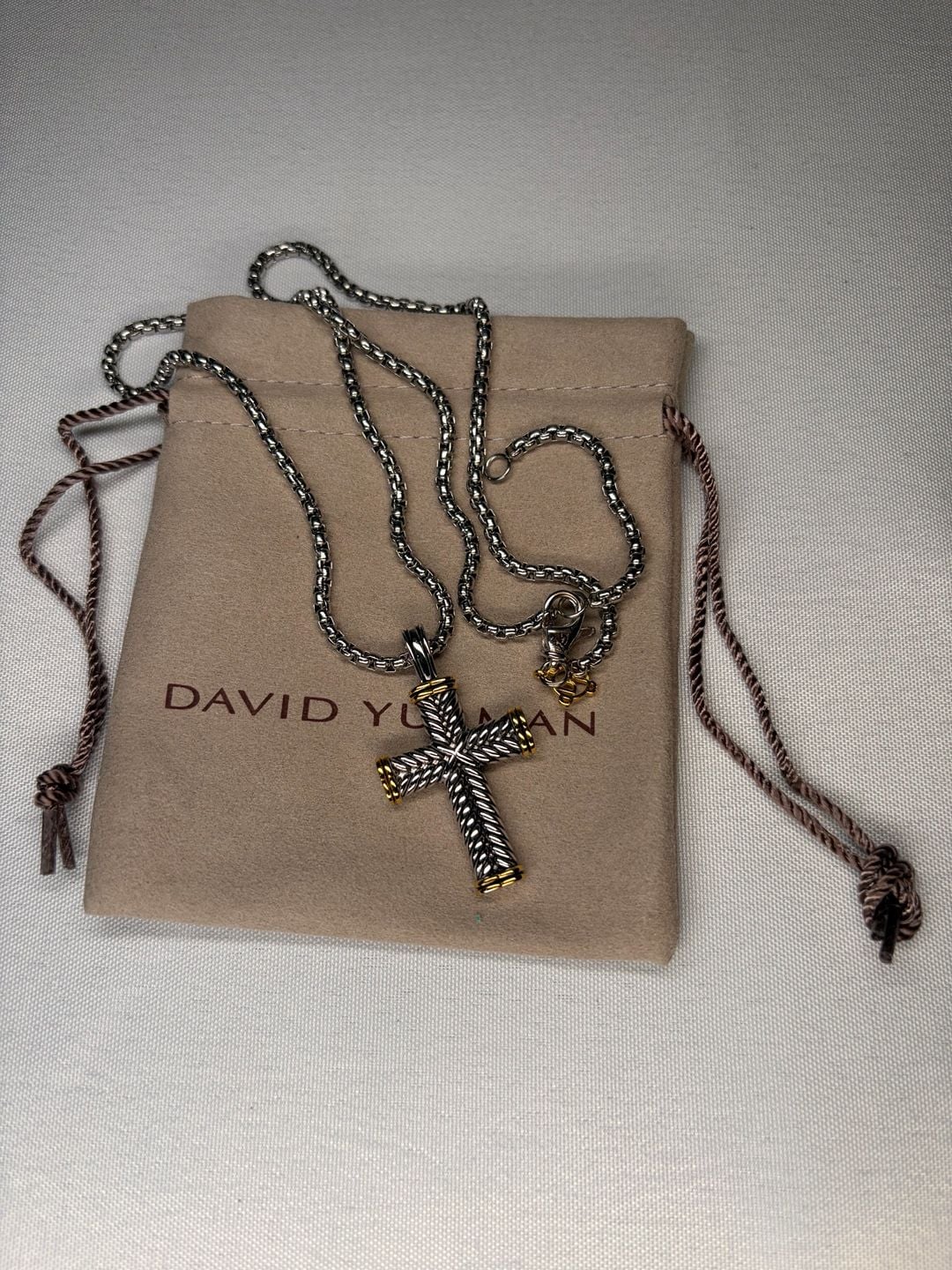 Cable Cross Necklace Pendant w Chain  7