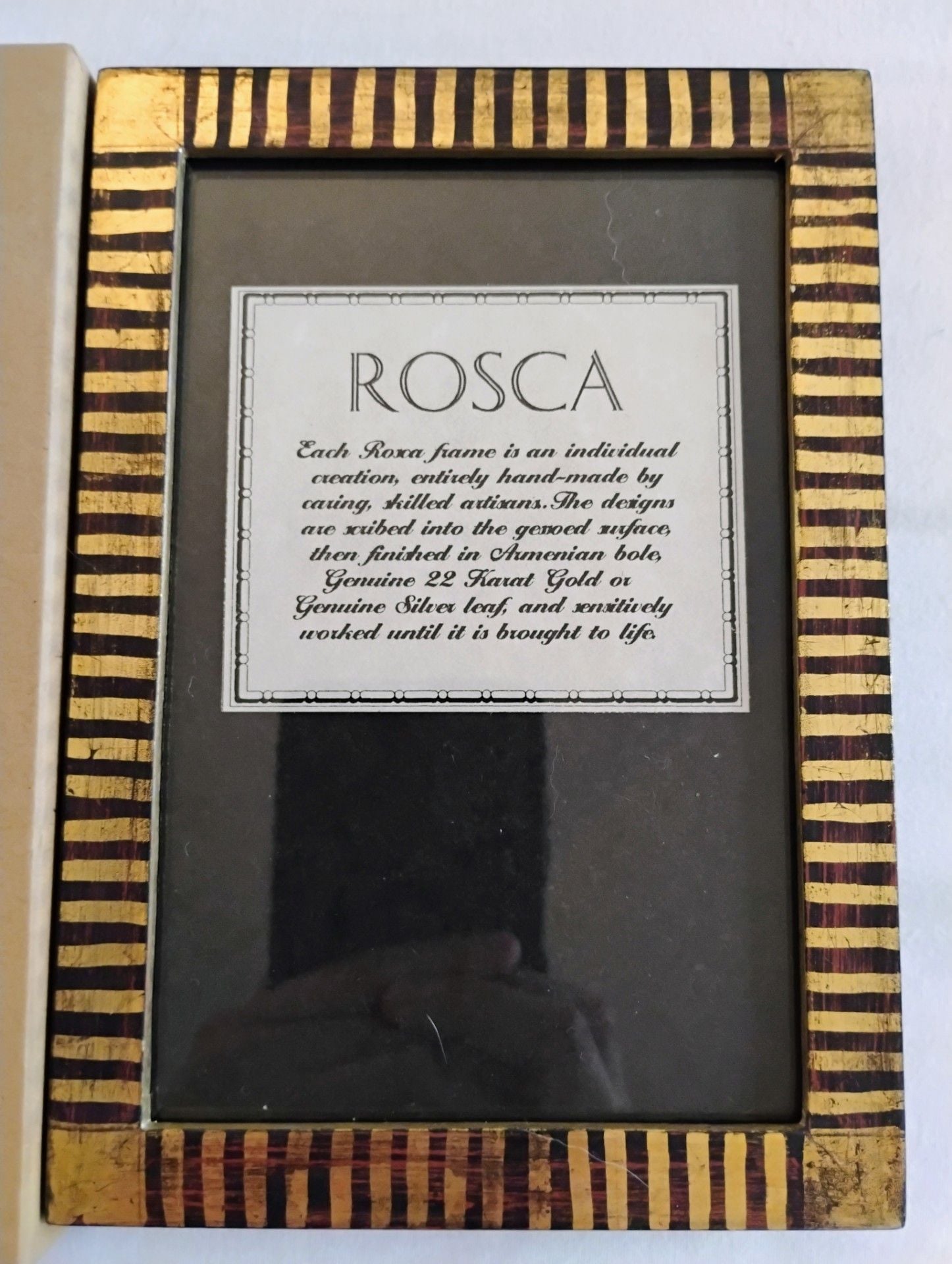 Set of 2 Rare Vintage ROSCA 4x6 Picture Frames - Handmade 22K Gold/Silver Leaf 3