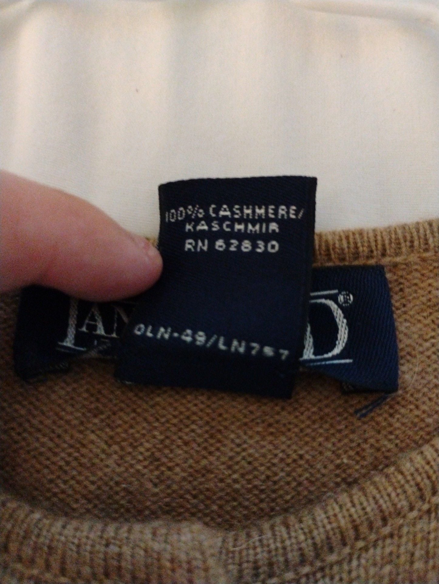 Lands' End 100% Cashmere Crew Neck Button-Down Cardigan - Camel/Tan Petite XS 4