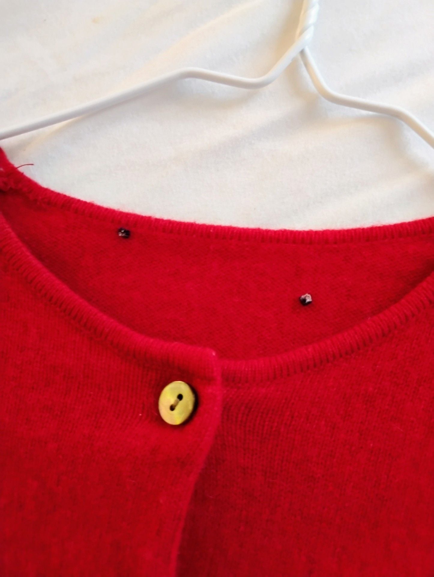 Vintage 100% Cashmere Cardigan Red XS - Identified Lands' End 4