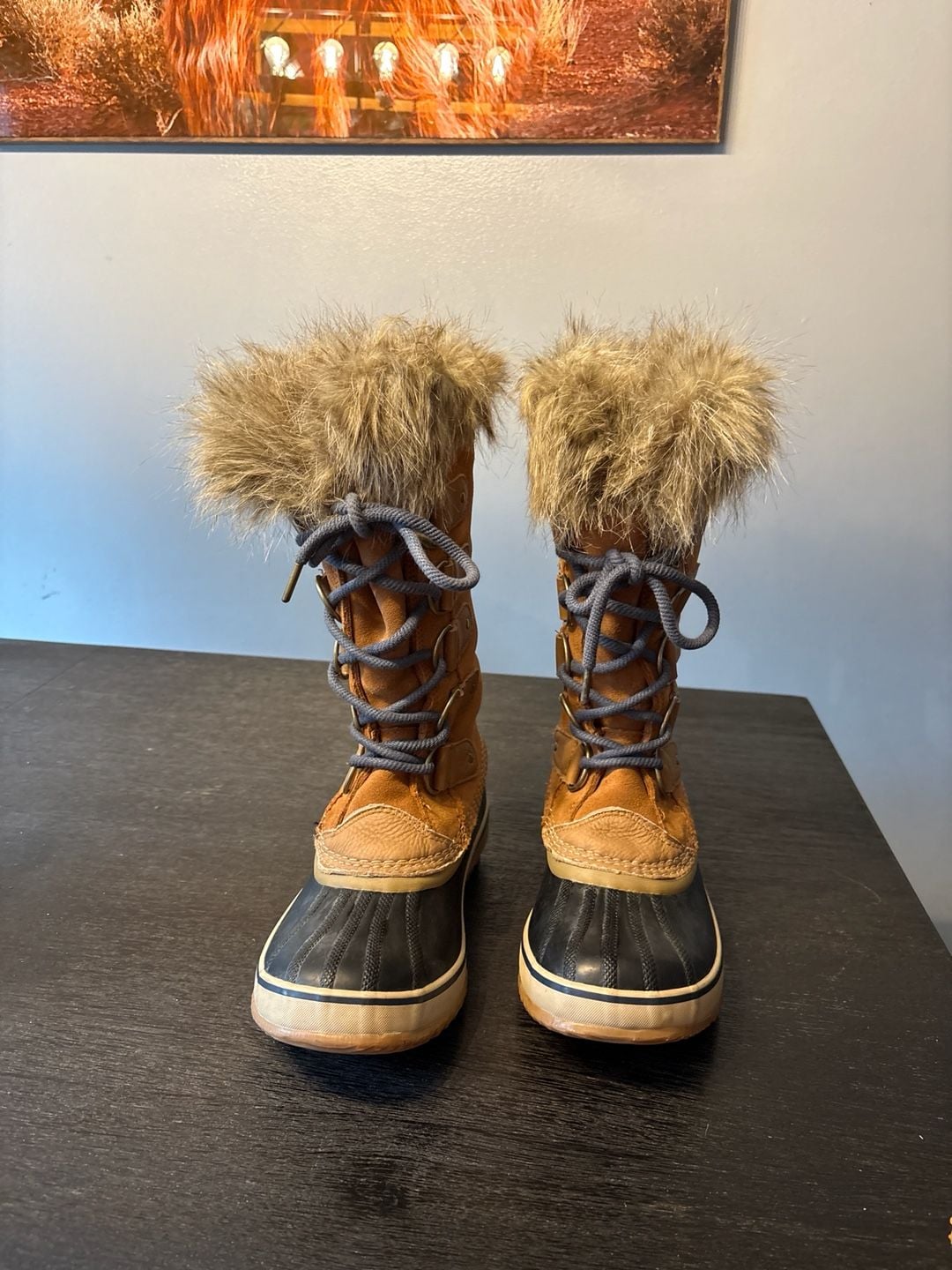 Sorel Joan of Arctic Waterproof Snow Boots with Faux Fur Trim in Camel Brown 2