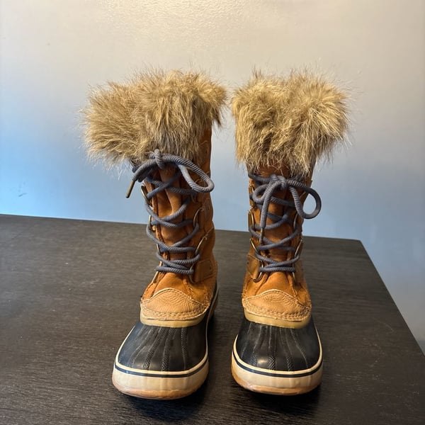 Sorel Joan of Arctic Waterproof Snow Boots with Faux Fur Trim in Camel Brown