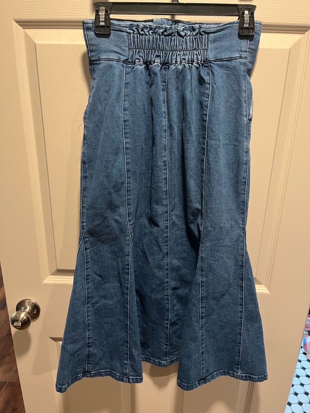 Colza Denim High Waisted Mermaid Fishtail Maxi Skirt 3