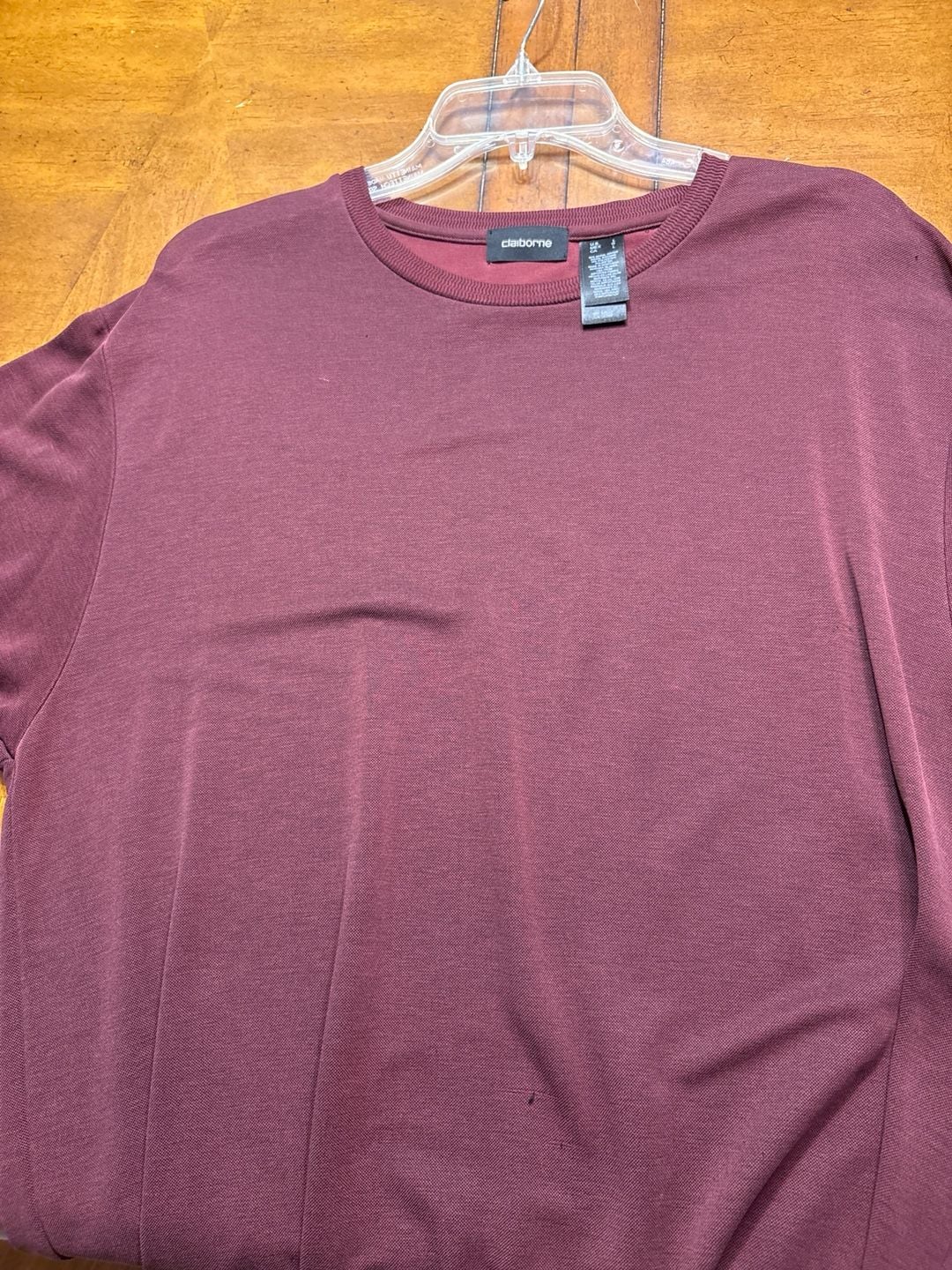 Claiborne Mens Long Sleeve Crewneck Pullover Ribbed Knit Top Burgundy Size Large 3