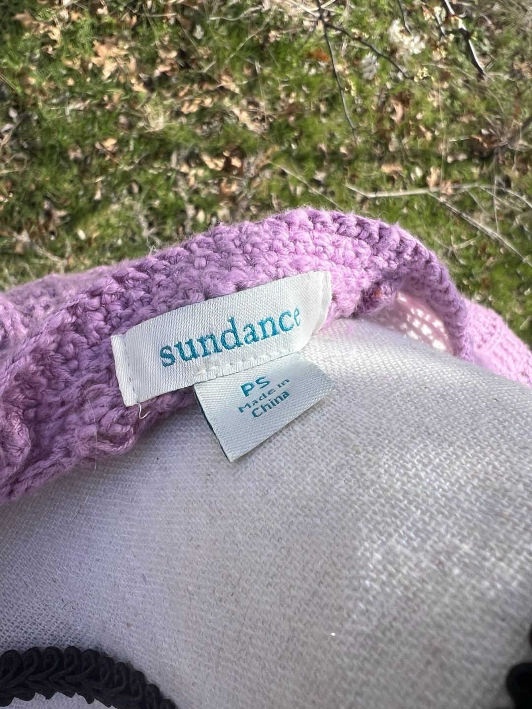 Sundance Lavender Crochet Floral Lace Knit Button Front Cardigan Sweater 5