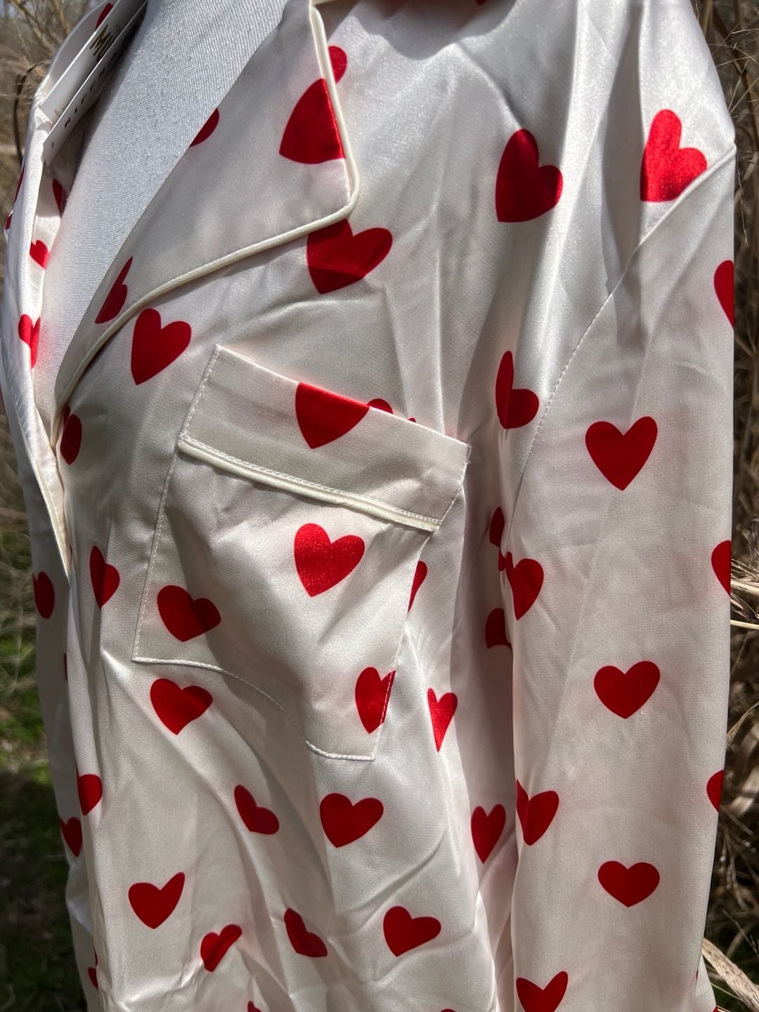 Show Me Your Mumu Classic PJ Pajama Set in Heart Print Satin 3