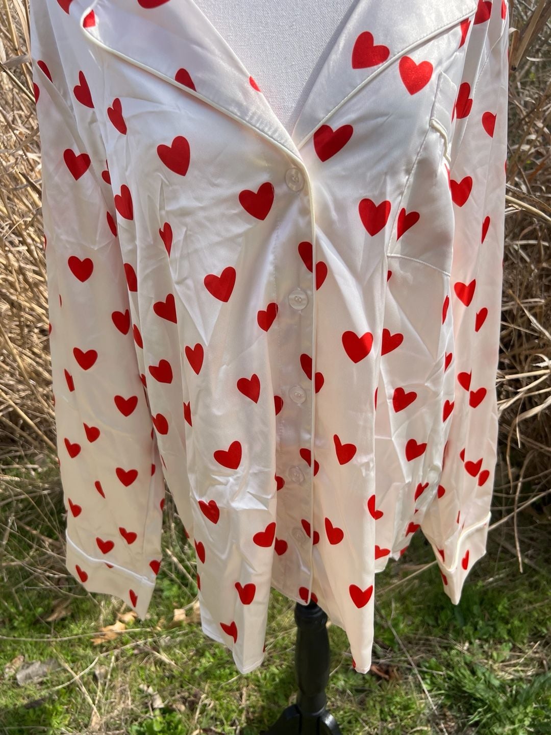 Show Me Your Mumu Classic PJ Pajama Set in Heart Print Satin 5