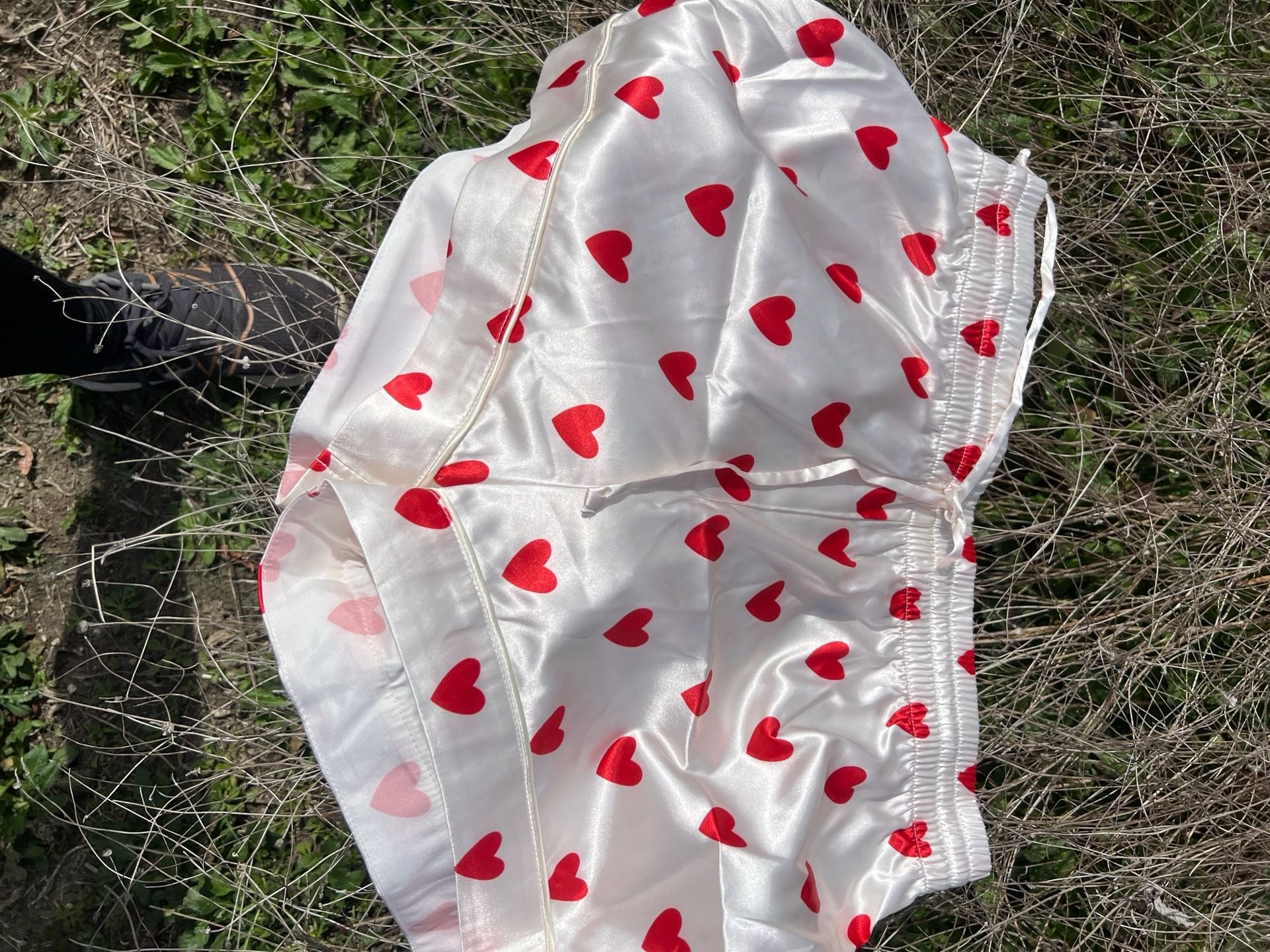 Show Me Your Mumu Classic PJ Pajama Set in Heart Print Satin 7