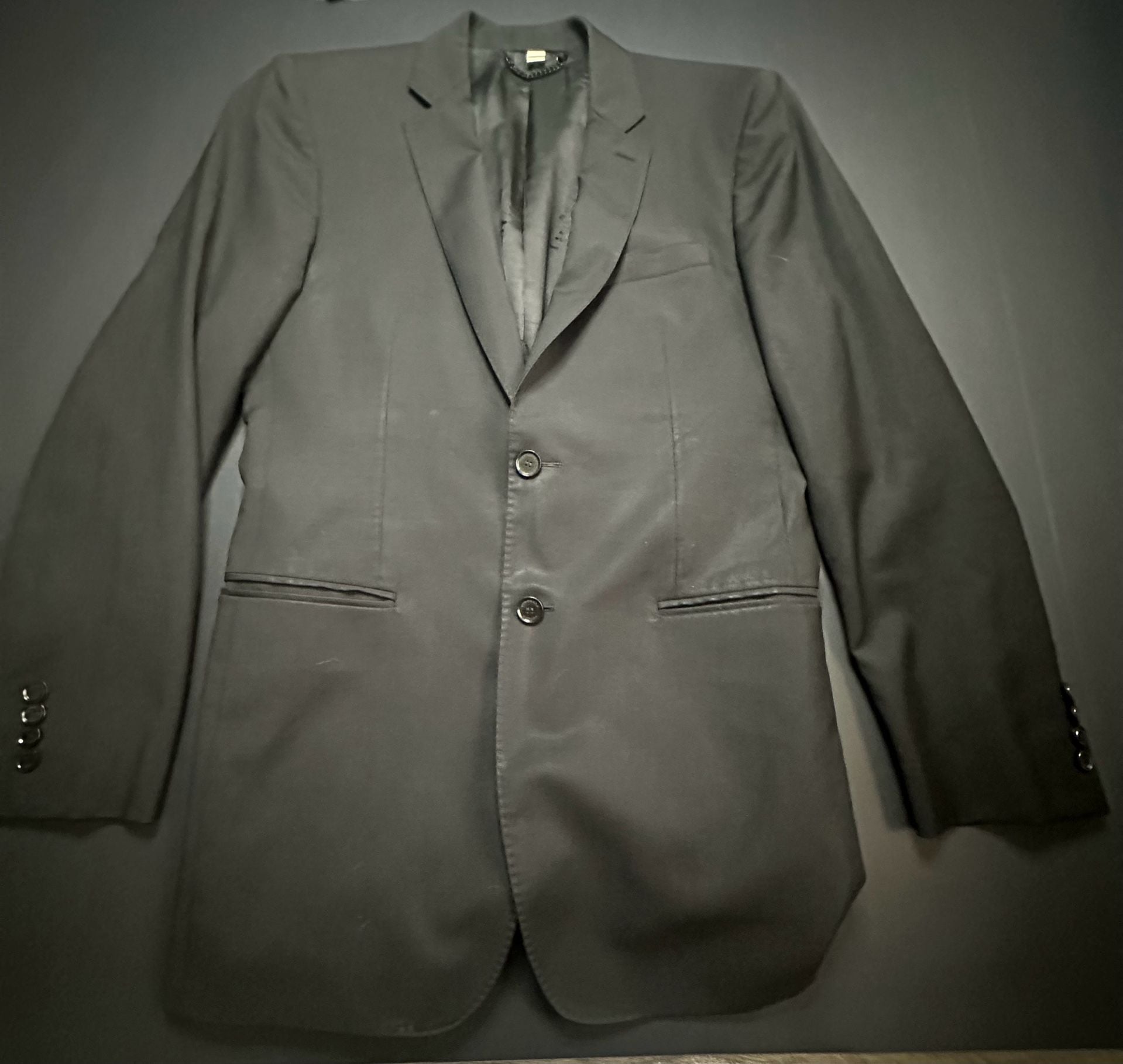 Burberry London Men's Black Two-Button Wool Blazer Sport Coat - Size 48R Made in Italy 1