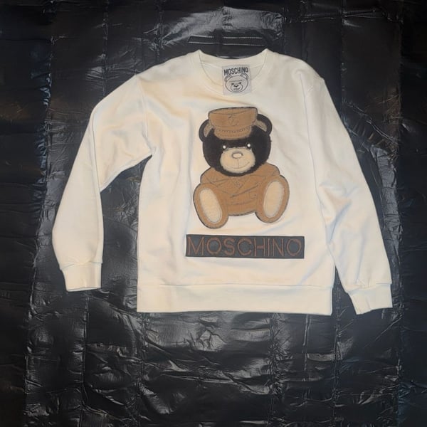 Moschino Couture Italian Soldier Teddy Bear Embroidered Sweatshirt
