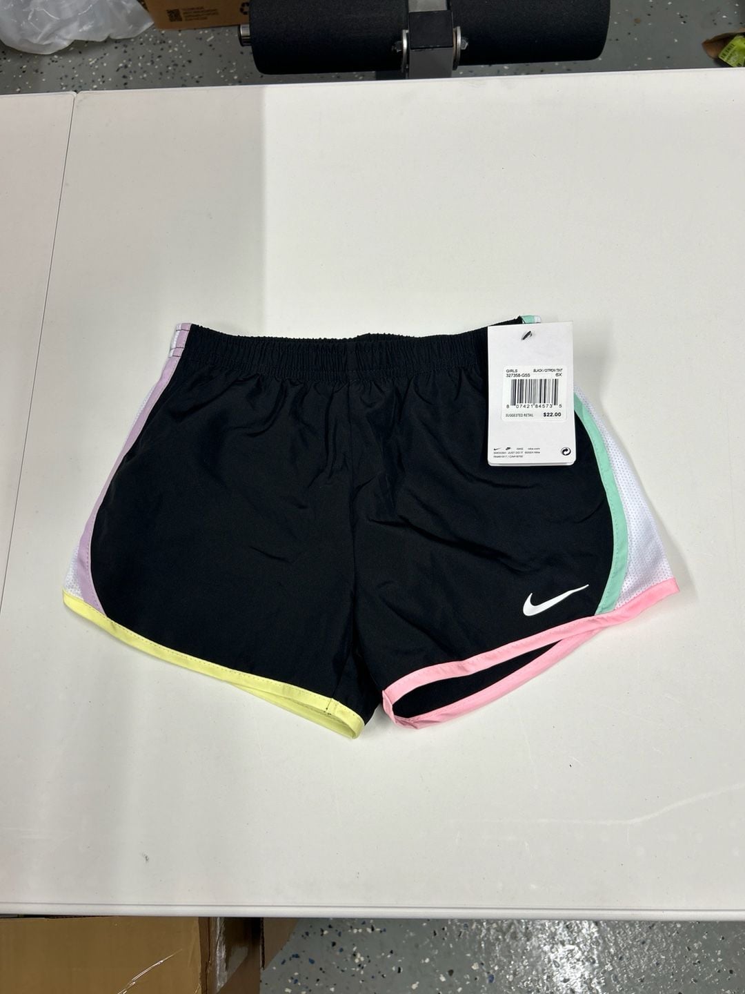 Nike Girls Dri-FIT Tempo Running Shorts Black Citron Tint Size 6X 2